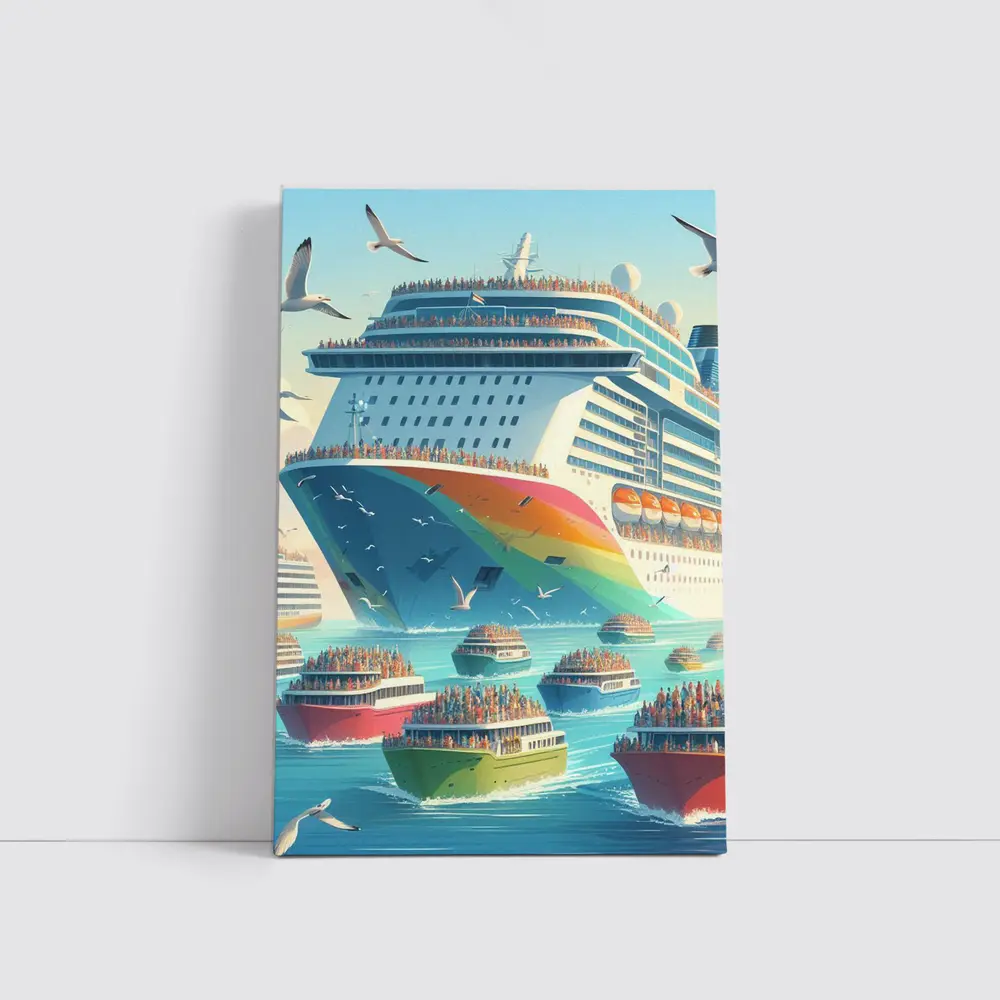 Cruise Ship Rainbow Hull Colorful Ferry Boats – Wall Art