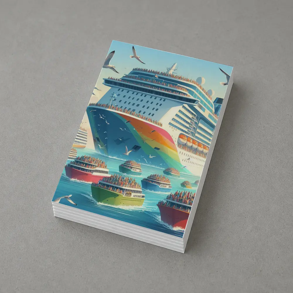 Cruise Ship Rainbow Hull Colorful Ferry Boats – Postcards