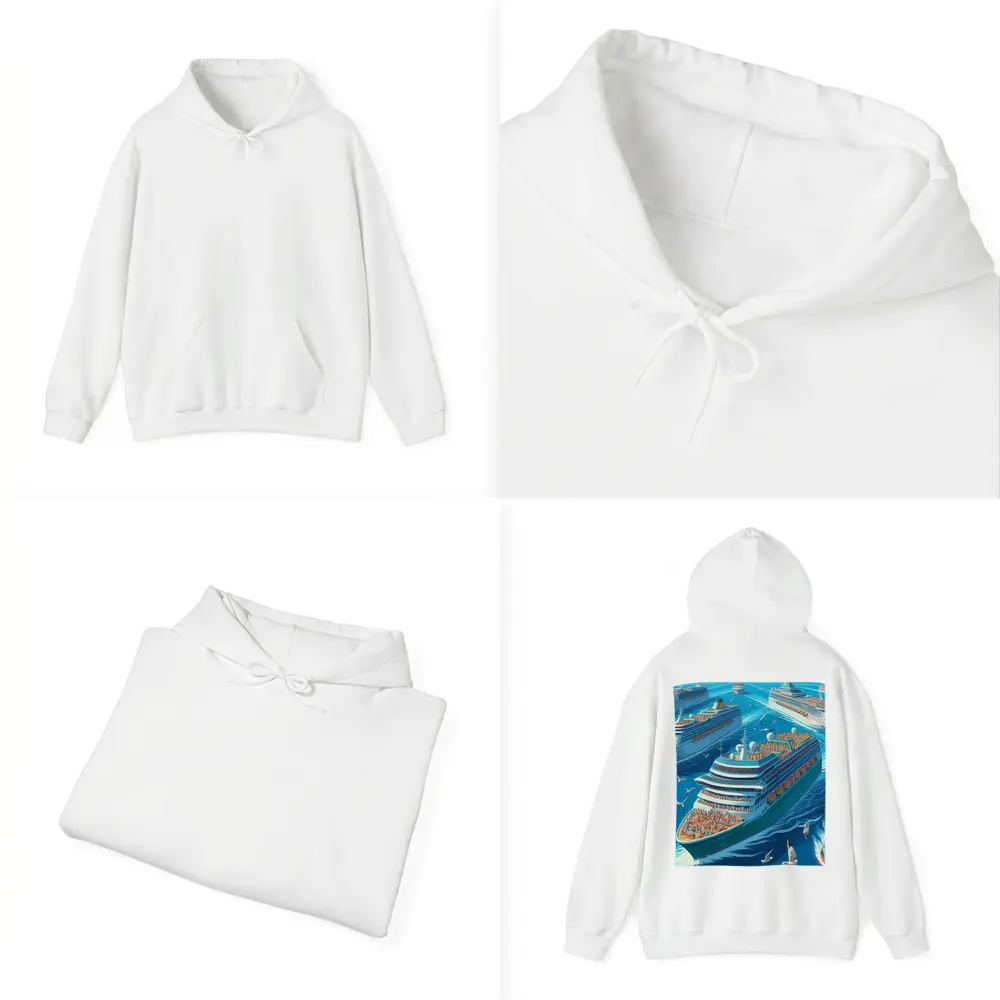 Cruise Ships Ocean Scene Cartoon Art – Hoodies