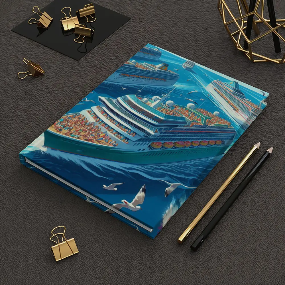 Cruise Ships Ocean Scene Cartoon Art – Notebooks