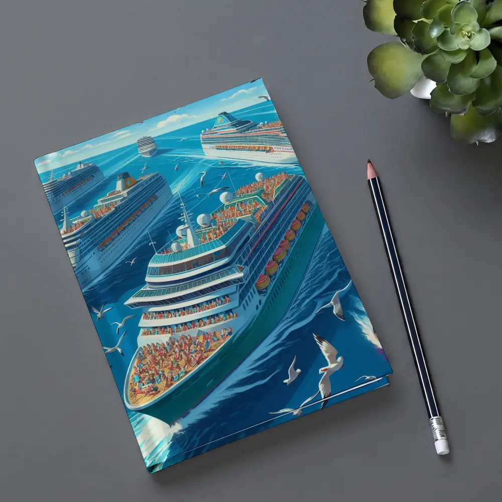 Cruise Ships Ocean Scene Cartoon Art – Notebooks