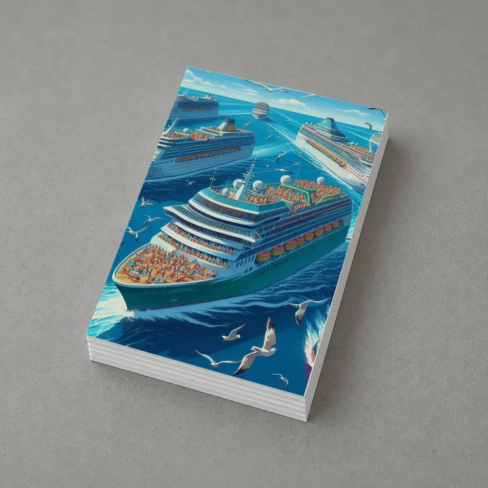 Cruise Ships Ocean Scene Cartoon Art – Postcards
