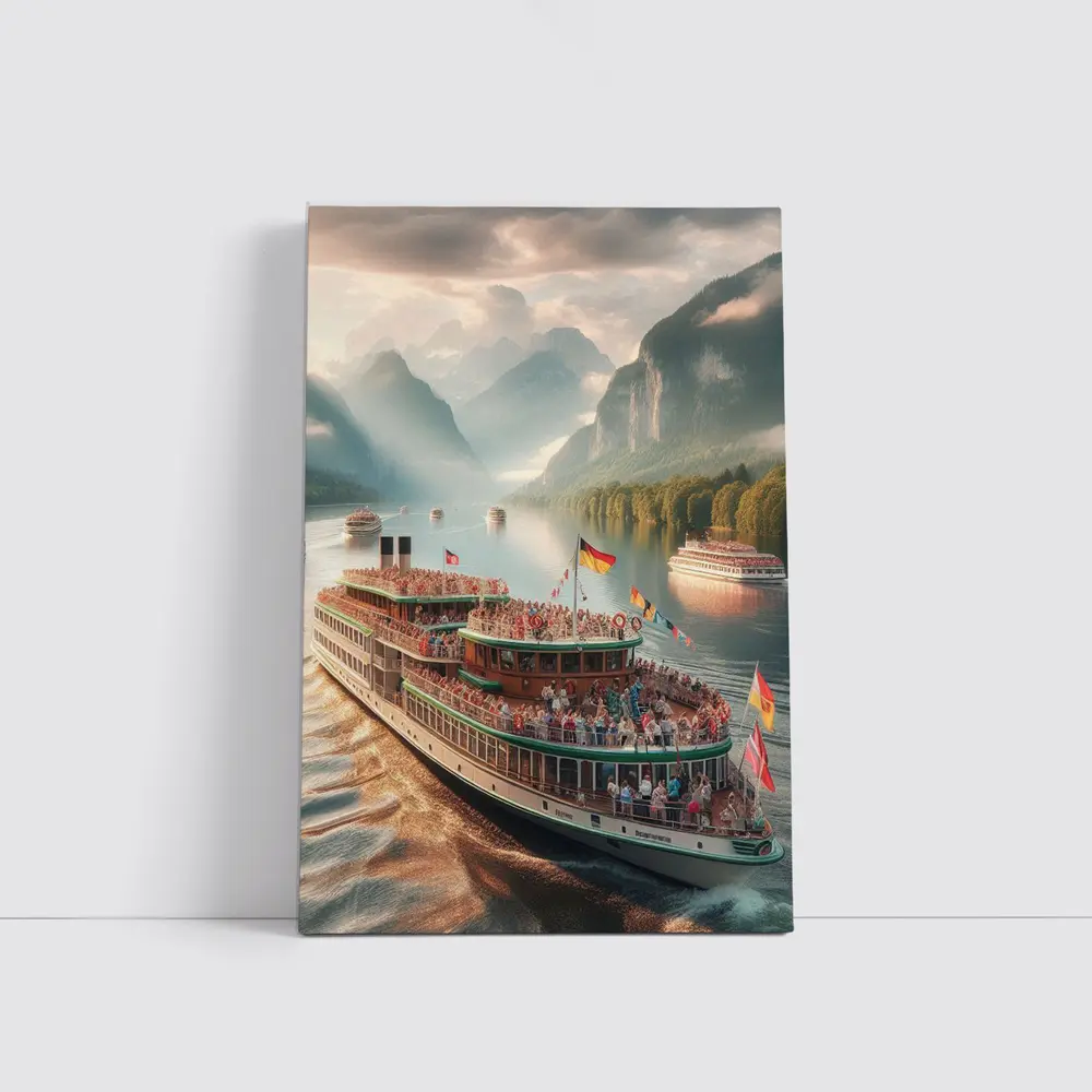 Festive River Cruise Ship Mountain Lake – Wall Art