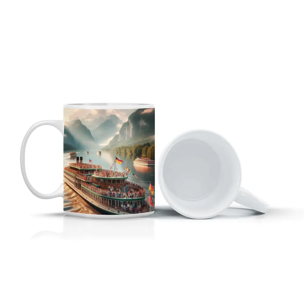 Festive River Cruise Ship Mountain Lake – Mugs