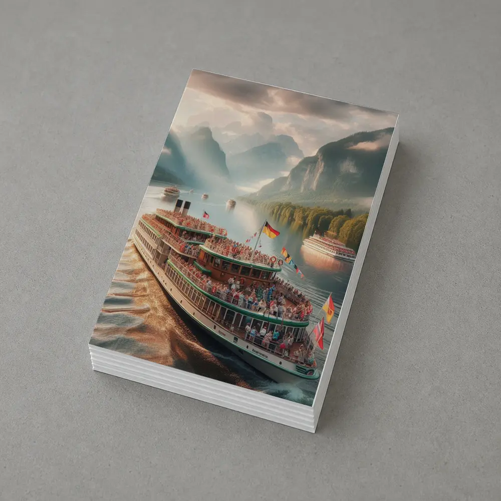 Festive River Cruise Ship Mountain Lake – Postcards