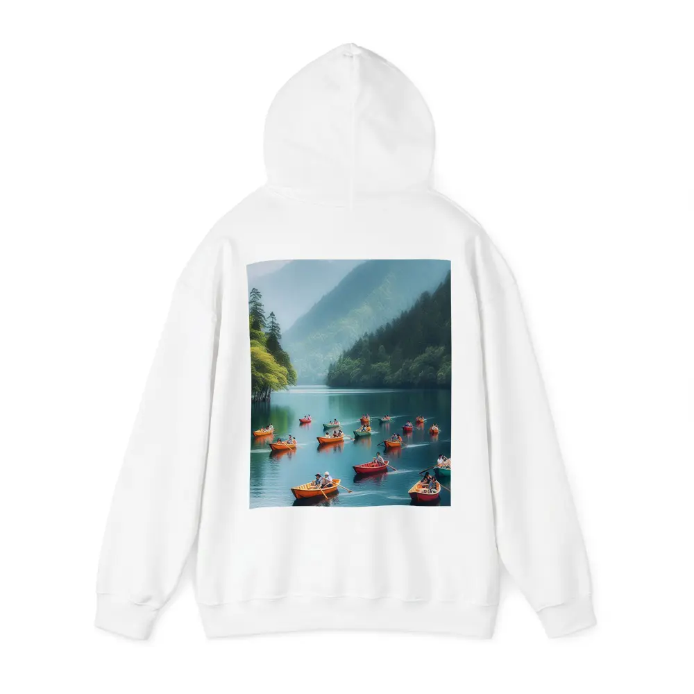 Colorful Rowing Boats Mountain Lake Scene – Hoodies
