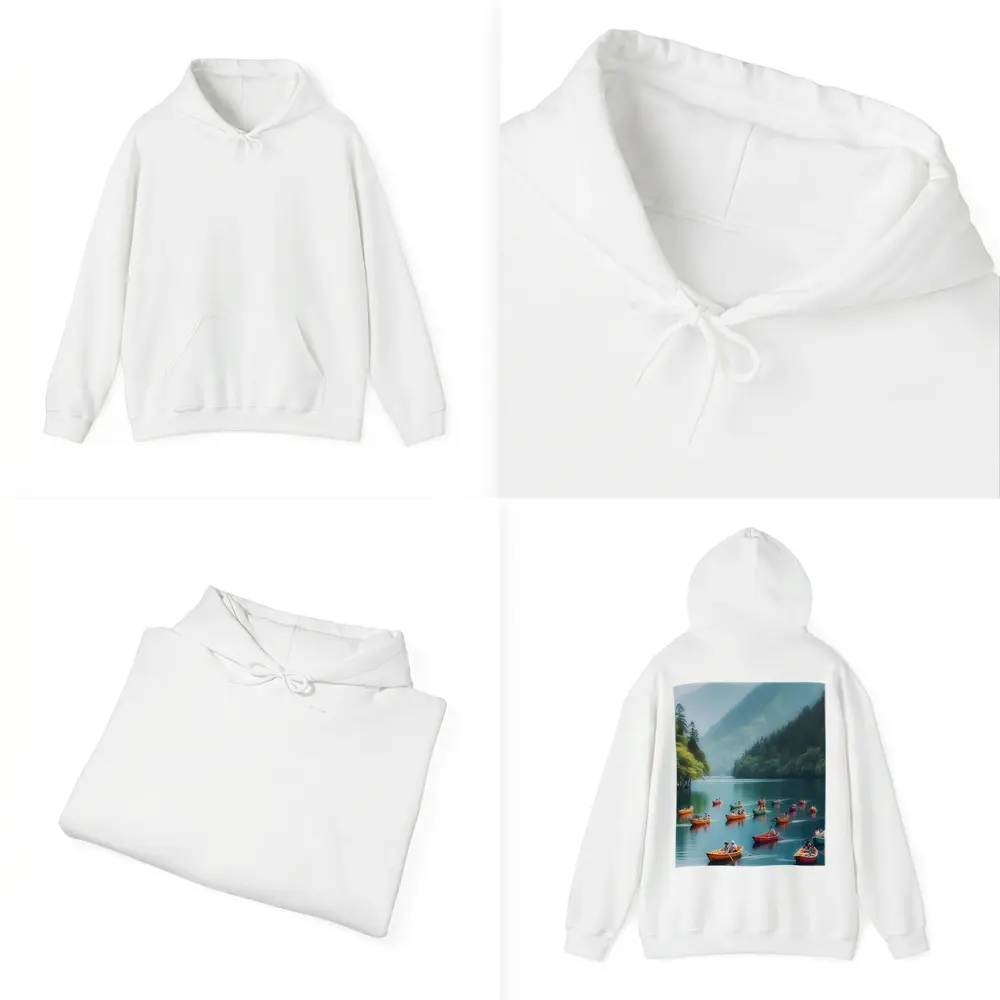 Colorful Rowing Boats Mountain Lake Scene – Hoodies