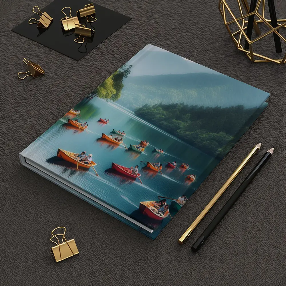 Colorful Rowing Boats Mountain Lake Scene – Notebooks