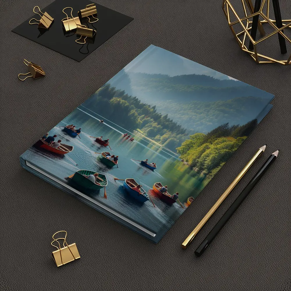 Colorful Row Boats Mountain Lake Scene – Notebooks