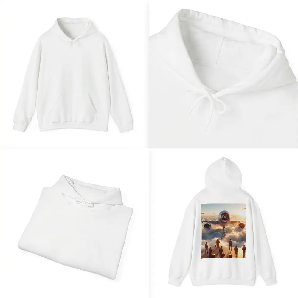 Airplane Above Clouds Golden Sunrise Scene – Hoodies