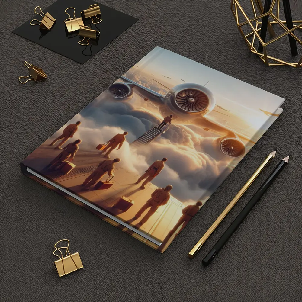 Airplane Above Clouds Golden Sunrise Scene – Notebooks