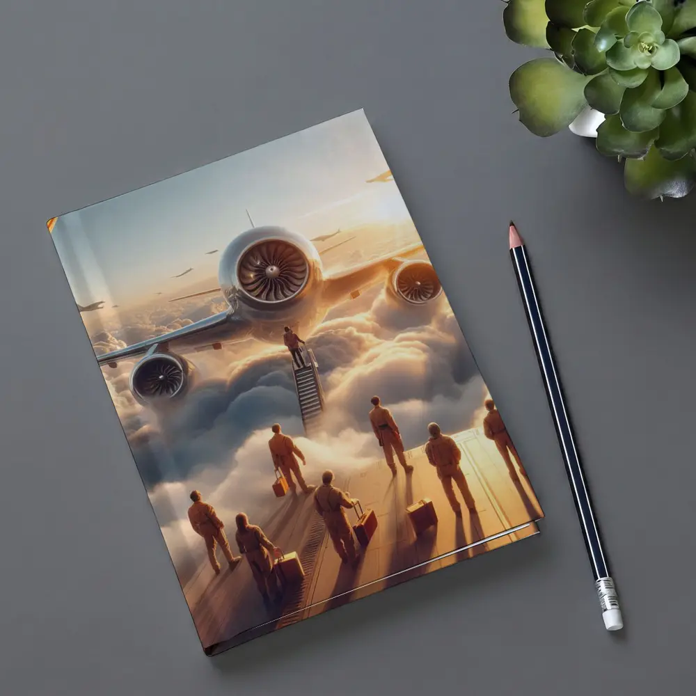 Airplane Above Clouds Golden Sunrise Scene – Notebooks