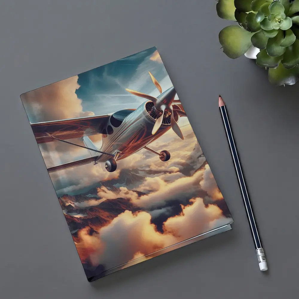 Propeller Plane Flying Above Dramatic Clouds – Notebooks