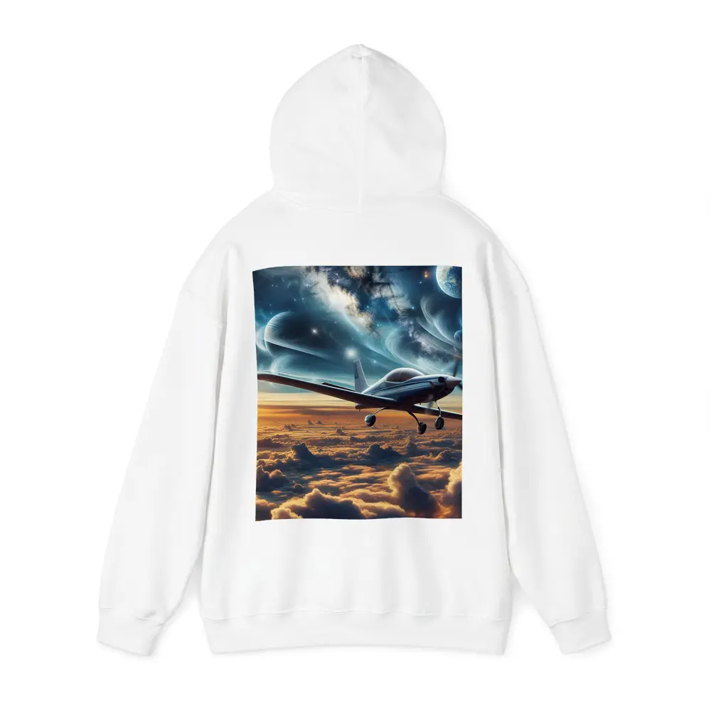 Small Plane Flying Above Clouds Space – Hoodies