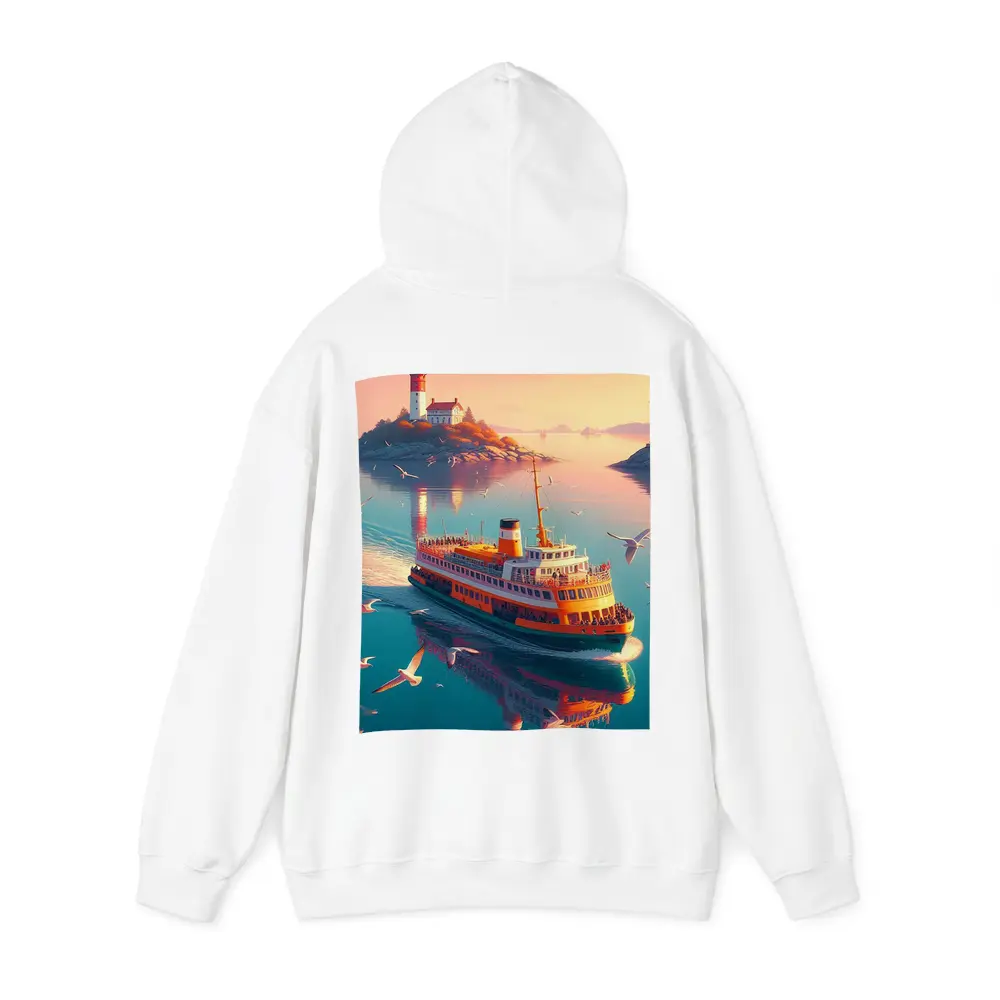 Ferry Boat Sailing Past Lighthouse Sunset – Hoodies