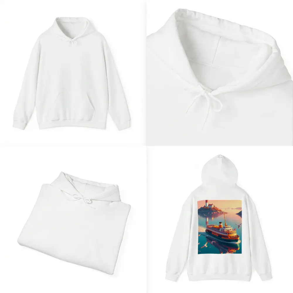Ferry Boat Sailing Past Lighthouse Sunset – Hoodies