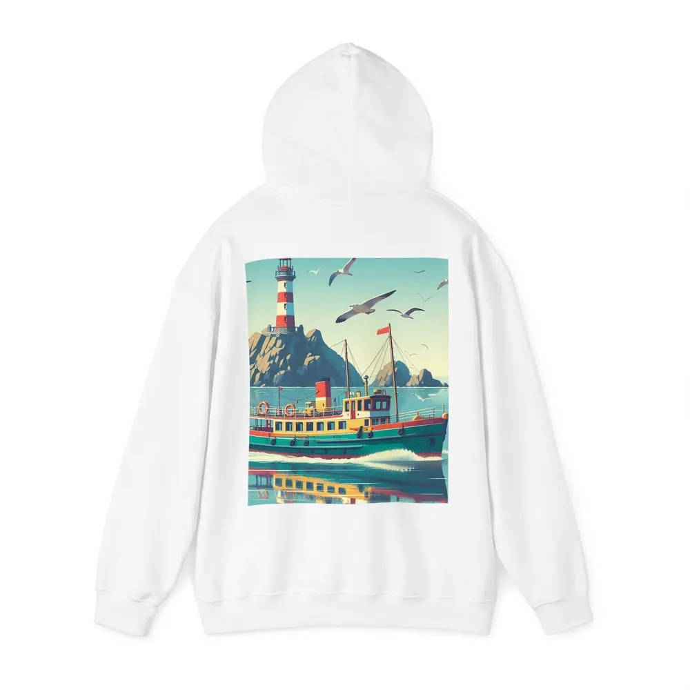 Retro Ferry Boat Lighthouse Coastal Scene – Hoodies