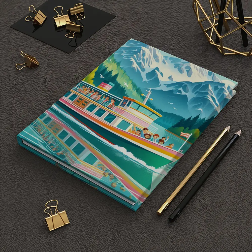 Colorful Ferry Boat Alpine Mountain Lake – Notebooks