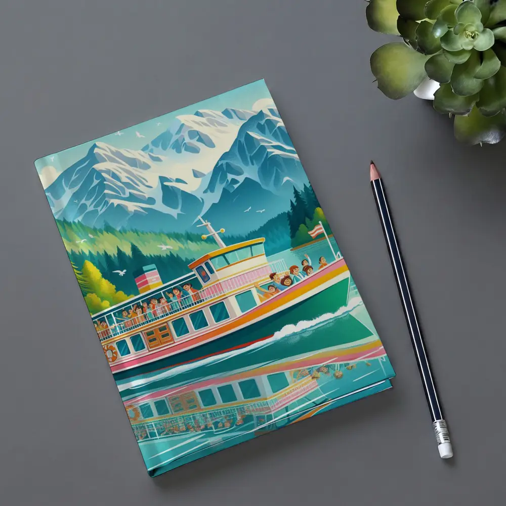 Colorful Ferry Boat Alpine Mountain Lake – Notebooks