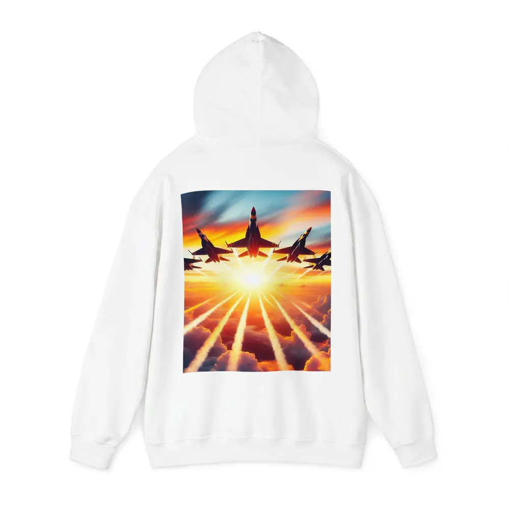 Fighter Jets Flying Into Sunset Sky – Hoodies