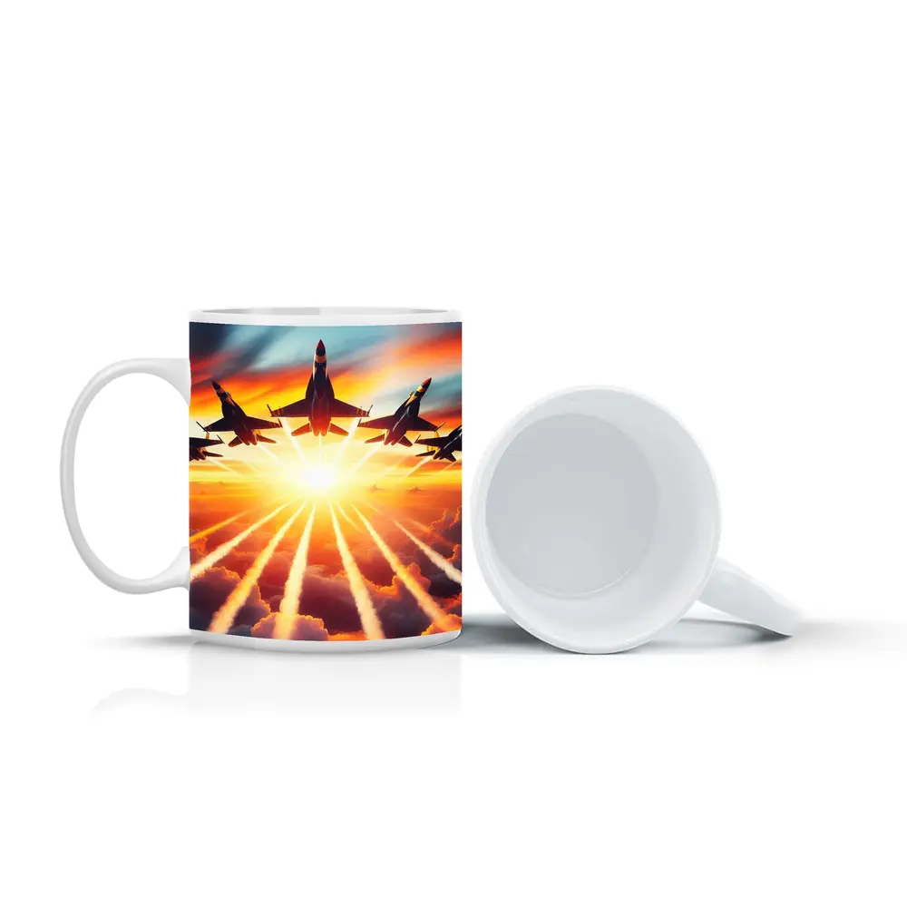 Fighter Jets Flying Into Sunset Sky – Mugs