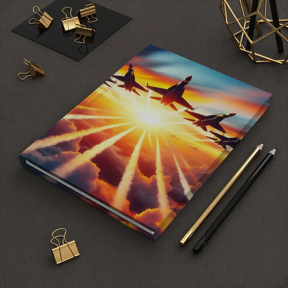 Fighter Jets Flying Into Sunset Sky – Notebooks