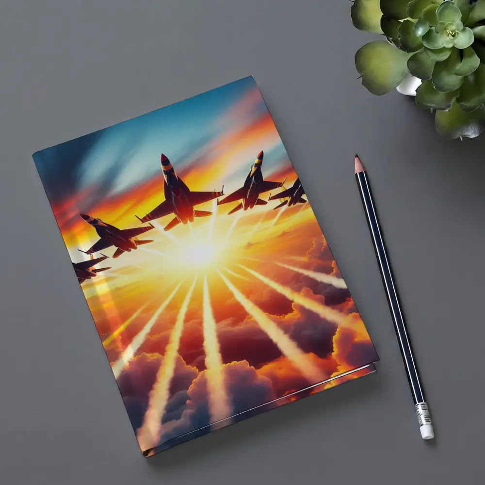 Fighter Jets Flying Into Sunset Sky – Notebooks