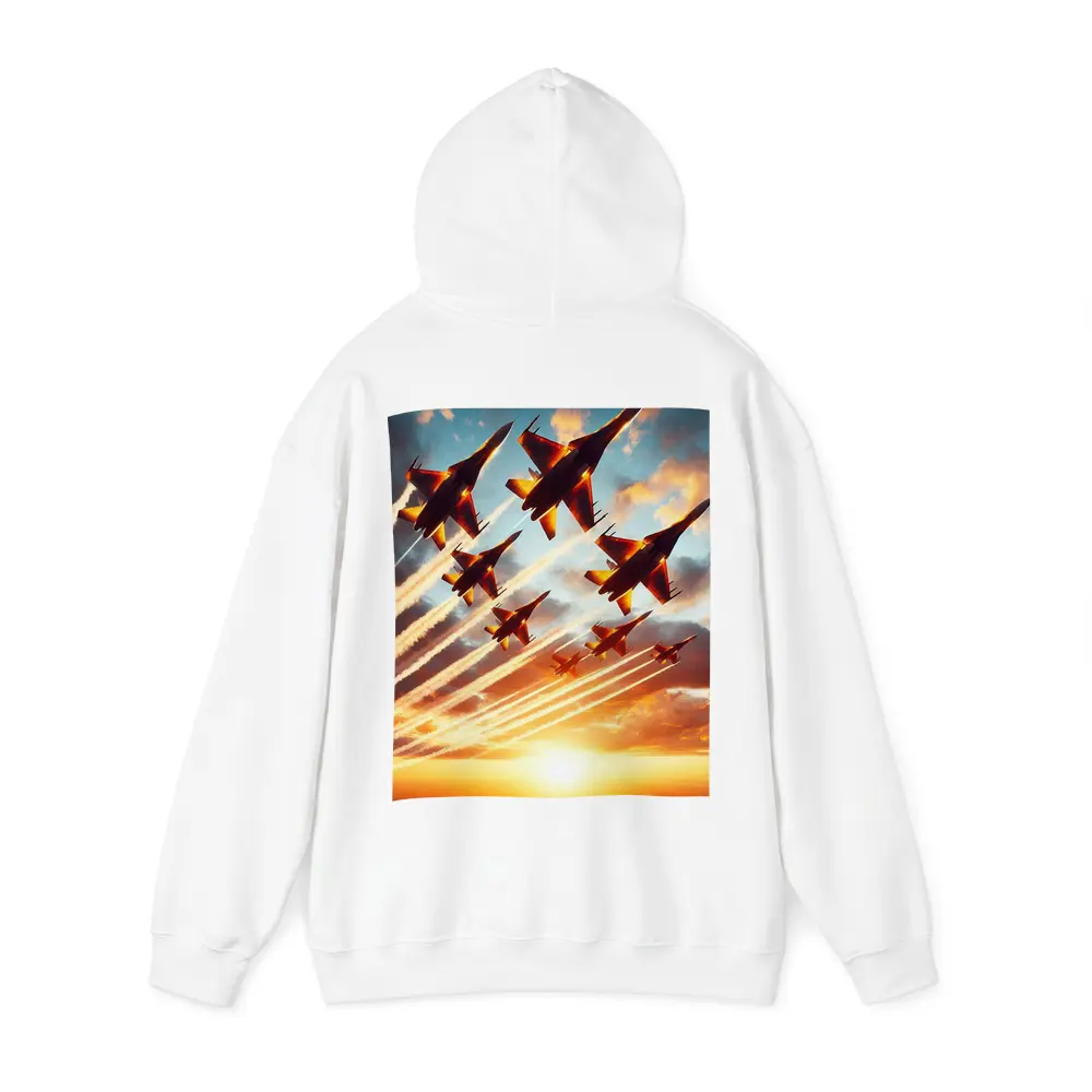 Fighter Jets Formation Flying Sunset Sky – Hoodies