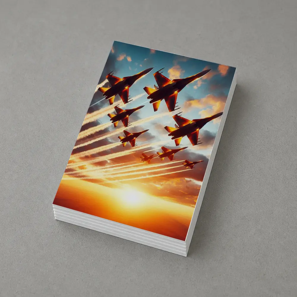 Fighter Jets Formation Flying Sunset Sky – Postcards