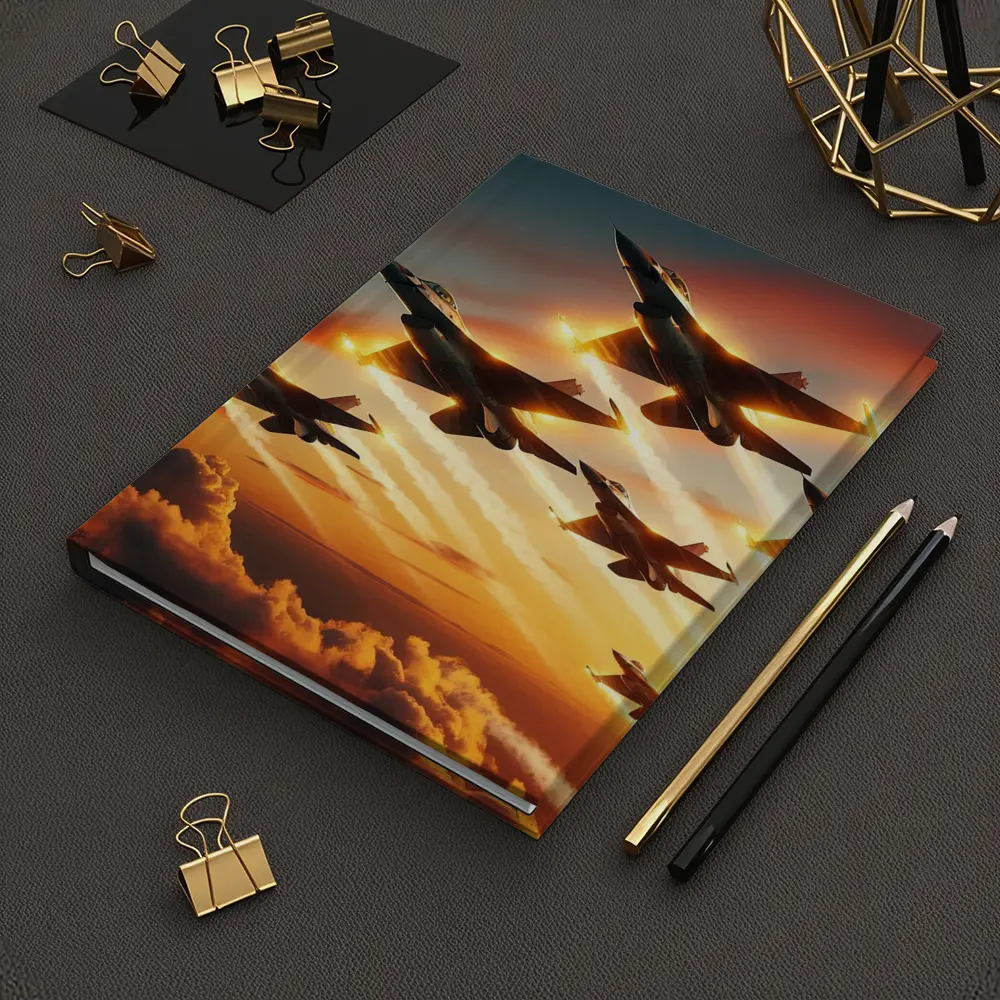 Fighter Jets Flying Over Dramatic Sunset Clouds – Notebooks