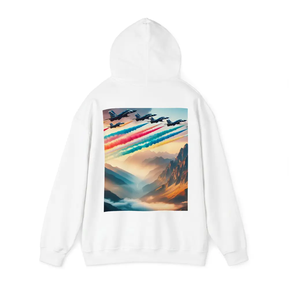 Fighter Jets Colorful Smoke Trail Mountain Valley – Hoodies