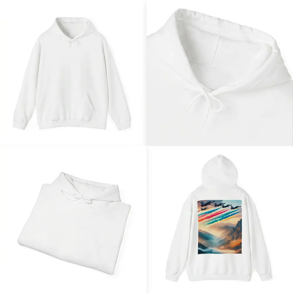 Fighter Jets Colorful Smoke Trail Mountain Valley – Hoodies