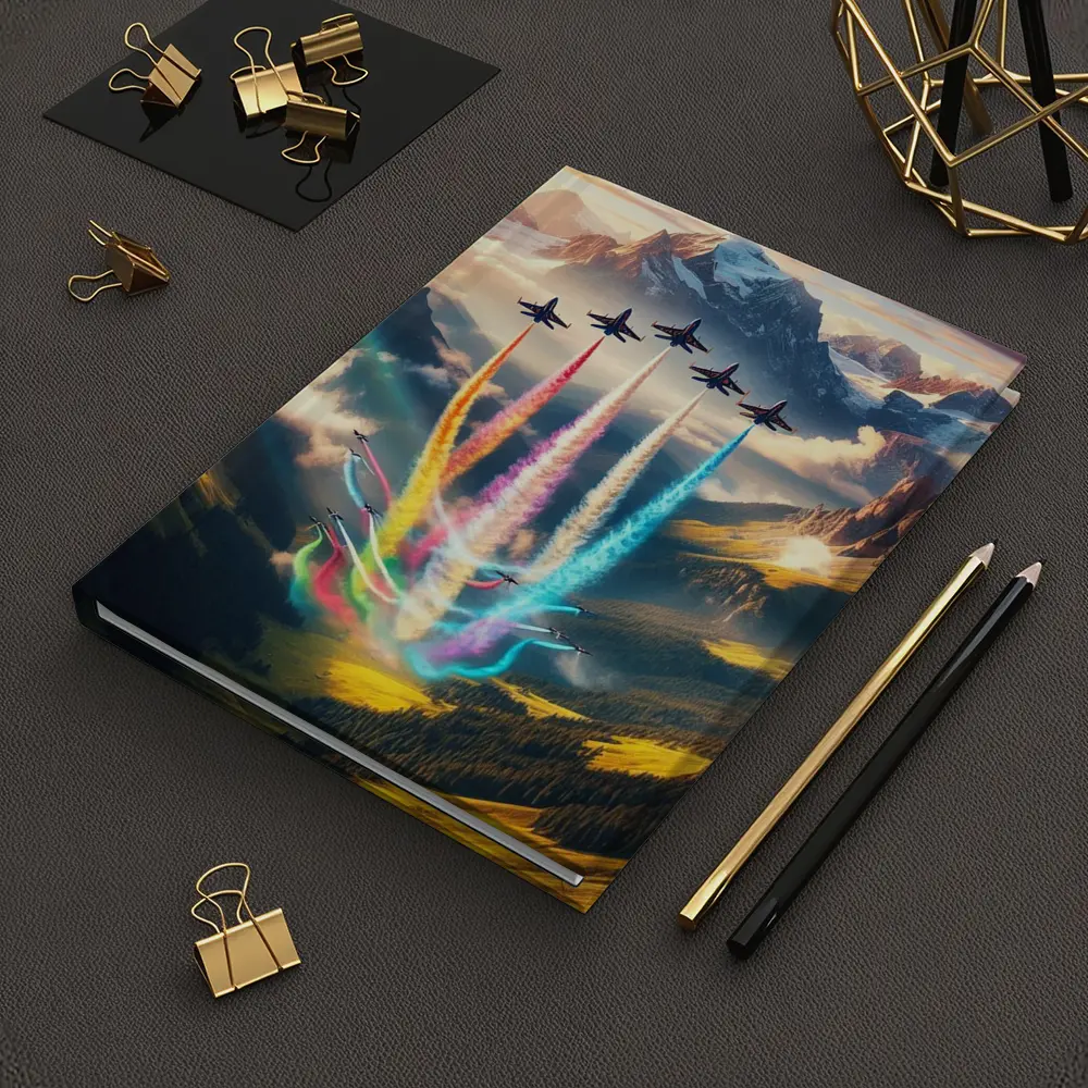 Fighter Jets Colorful Smoke Alpine Mountains – Notebooks