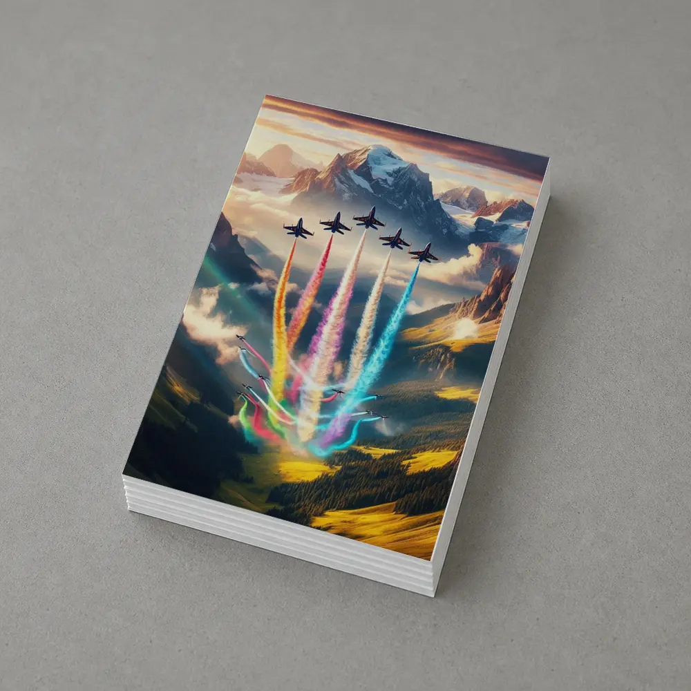 Fighter Jets Colorful Smoke Alpine Mountains – Postcards