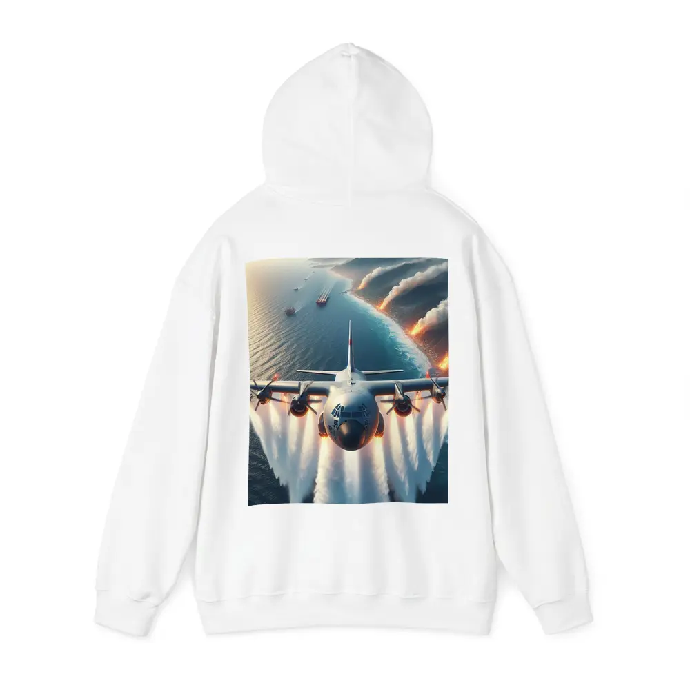 C-130 Hercules Flying Over Coastal Fires – Hoodies