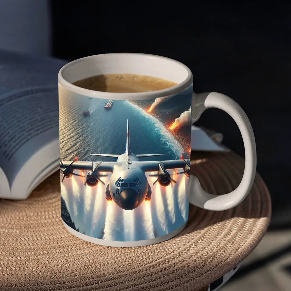 C-130 Hercules Flying Over Coastal Fires – Mugs