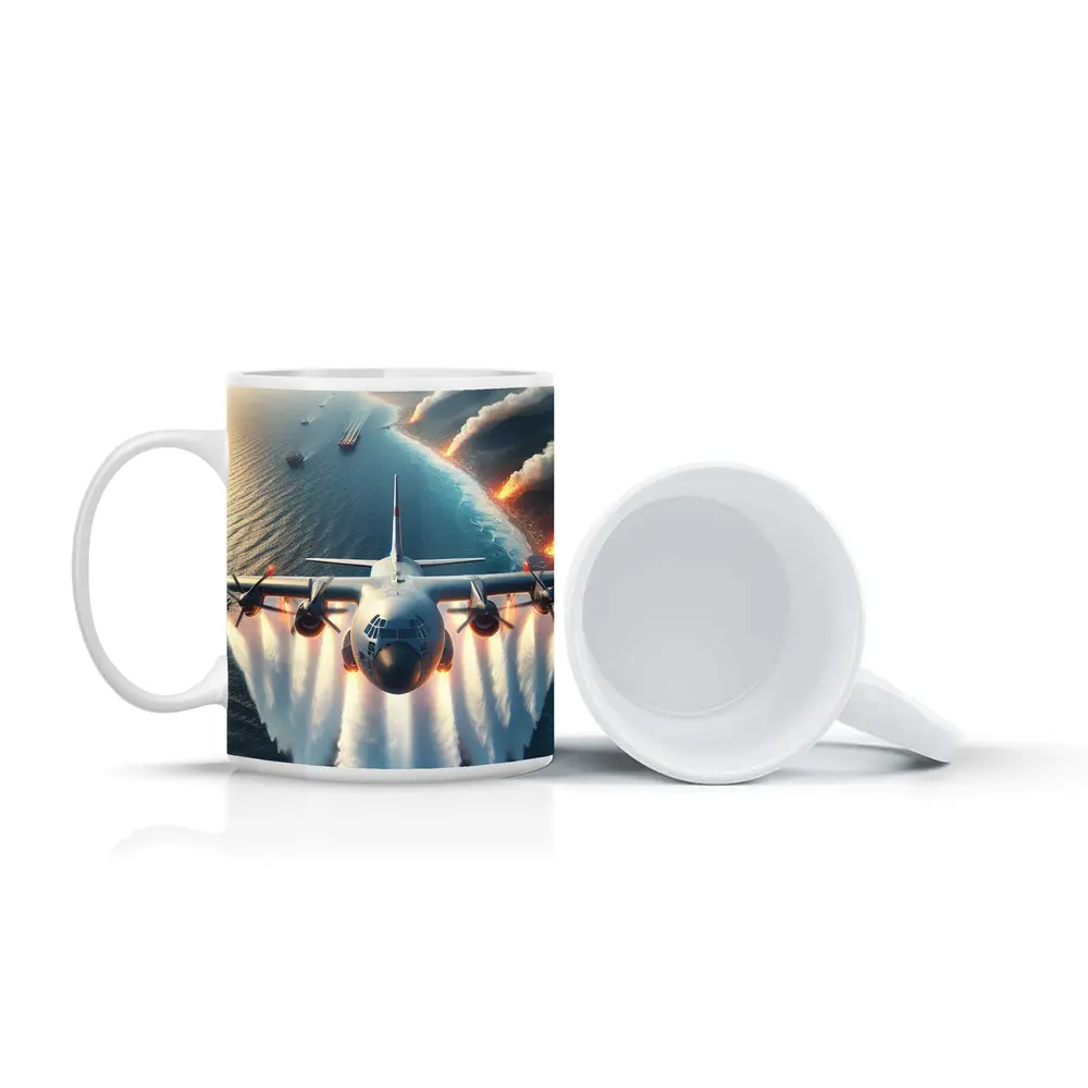 C-130 Hercules Flying Over Coastal Fires – Mugs