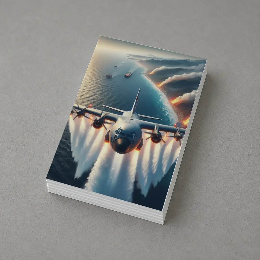 C-130 Hercules Flying Over Coastal Fires – Postcards