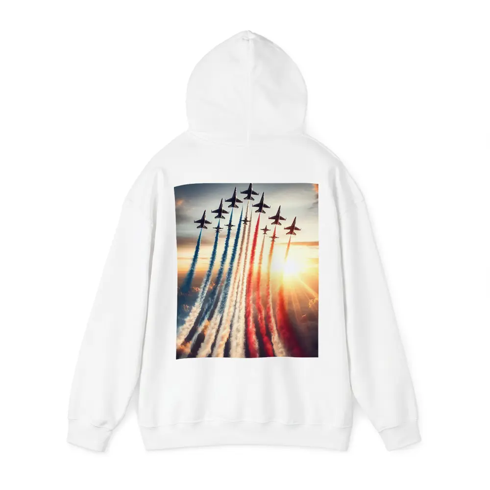 Fighter Jets Red White Blue Smoke Sky – Hoodies