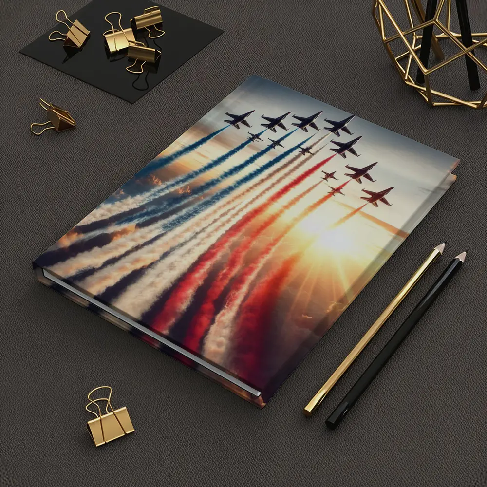 Fighter Jets Red White Blue Smoke Sky – Notebooks