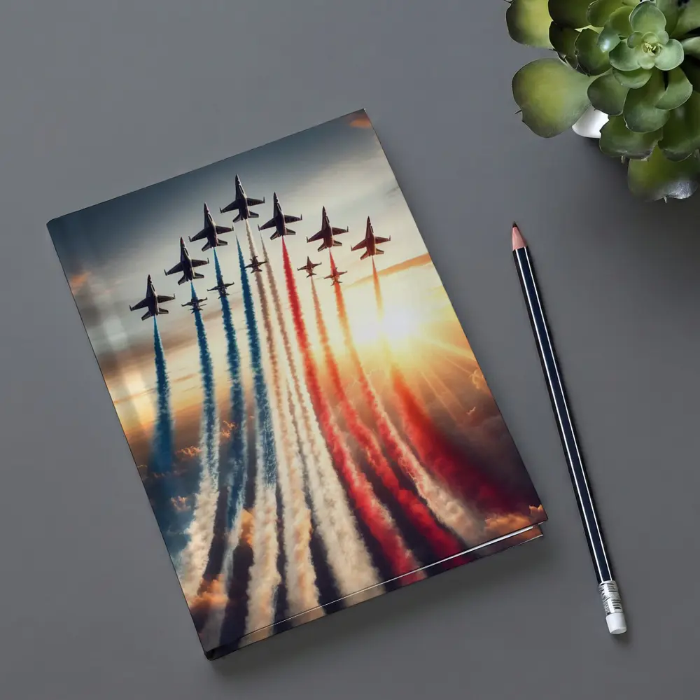 Fighter Jets Red White Blue Smoke Sky – Notebooks