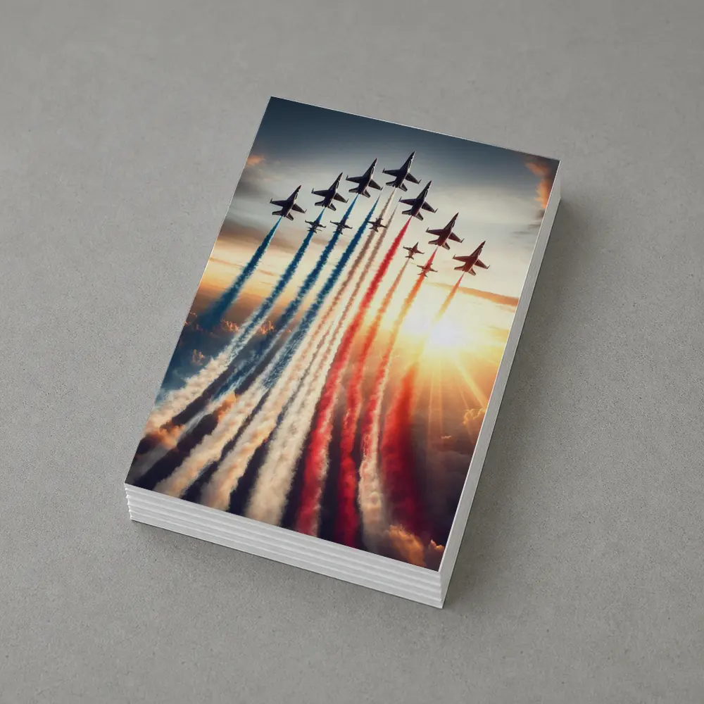 Fighter Jets Red White Blue Smoke Sky – Postcards