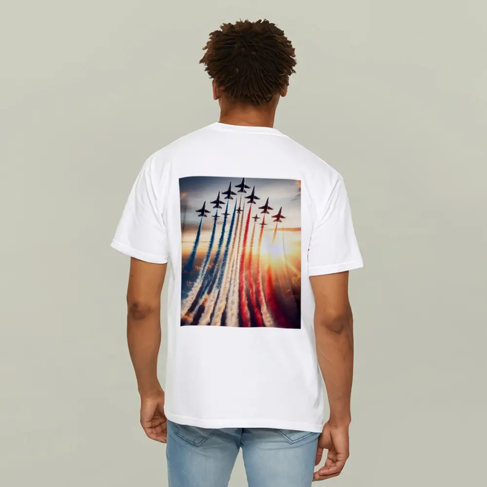 Fighter Jets Red White Blue Smoke Sky – T-Shirts