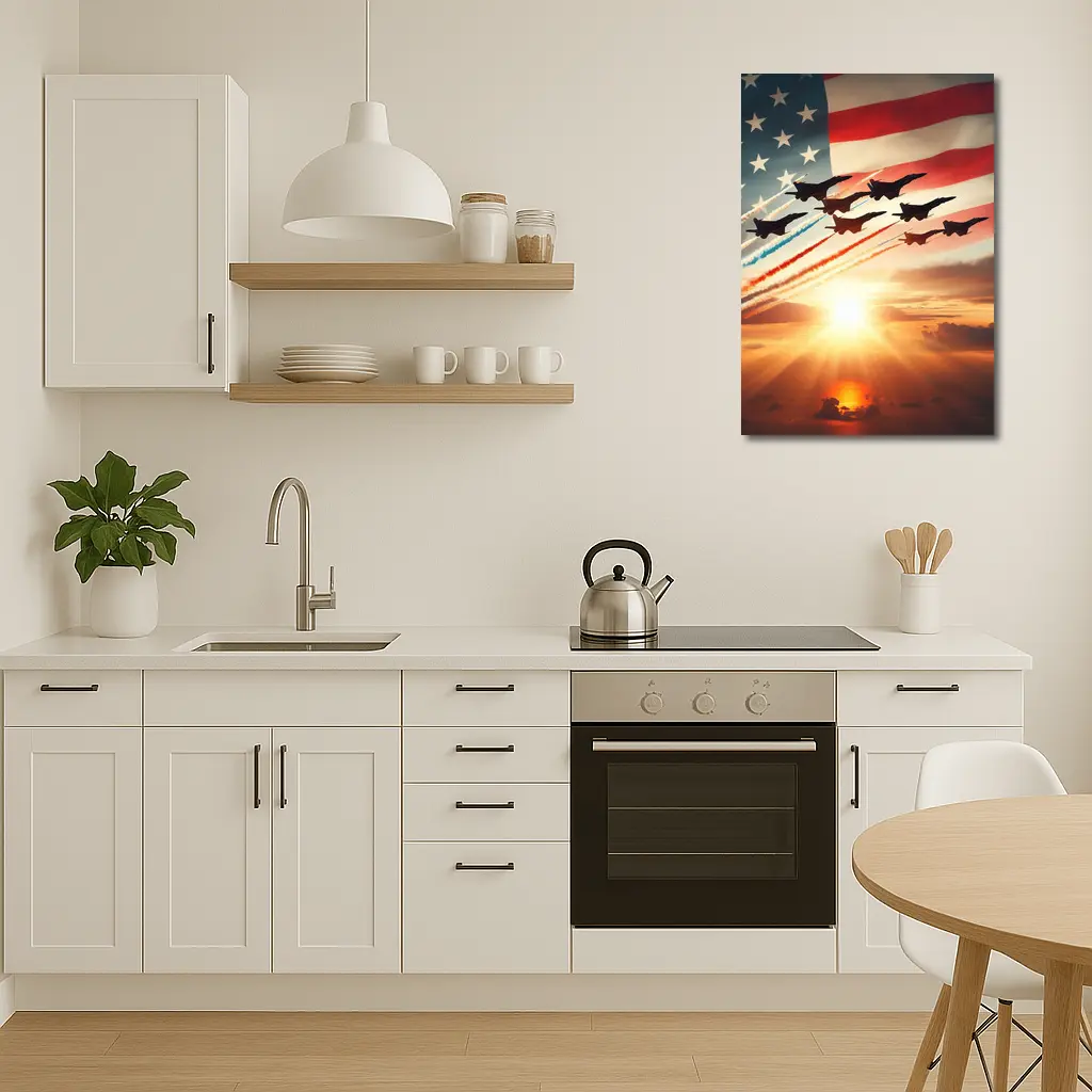 Fighter Jets American Flag Sunset Sky – Wall Art
