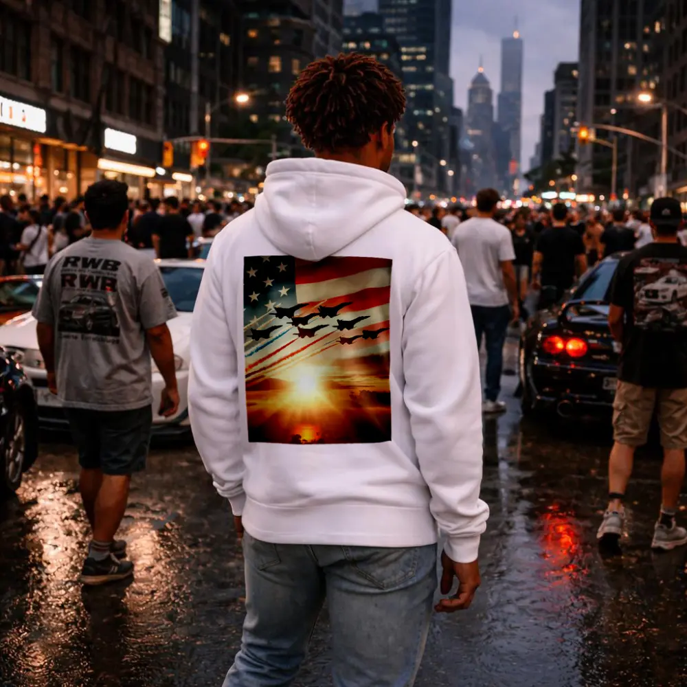 Fighter Jets American Flag Sunset Sky – Hoodies