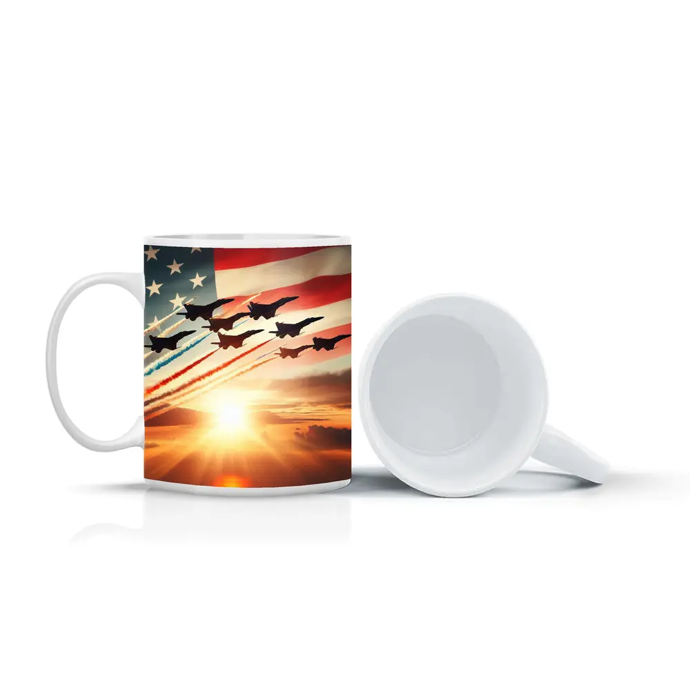 Fighter Jets American Flag Sunset Sky – Mugs