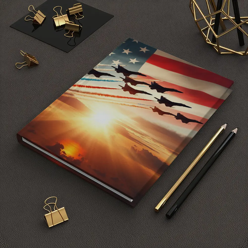 Fighter Jets American Flag Sunset Sky – Notebooks