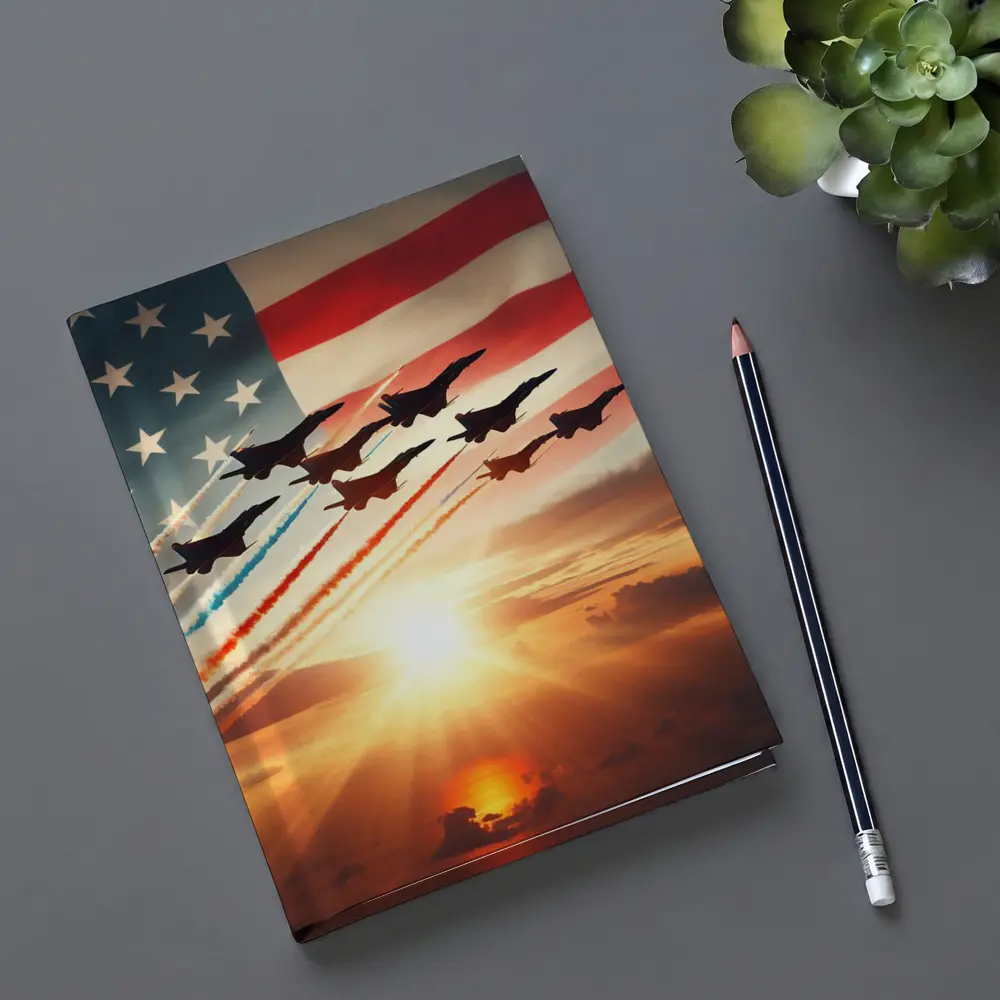 Fighter Jets American Flag Sunset Sky – Notebooks