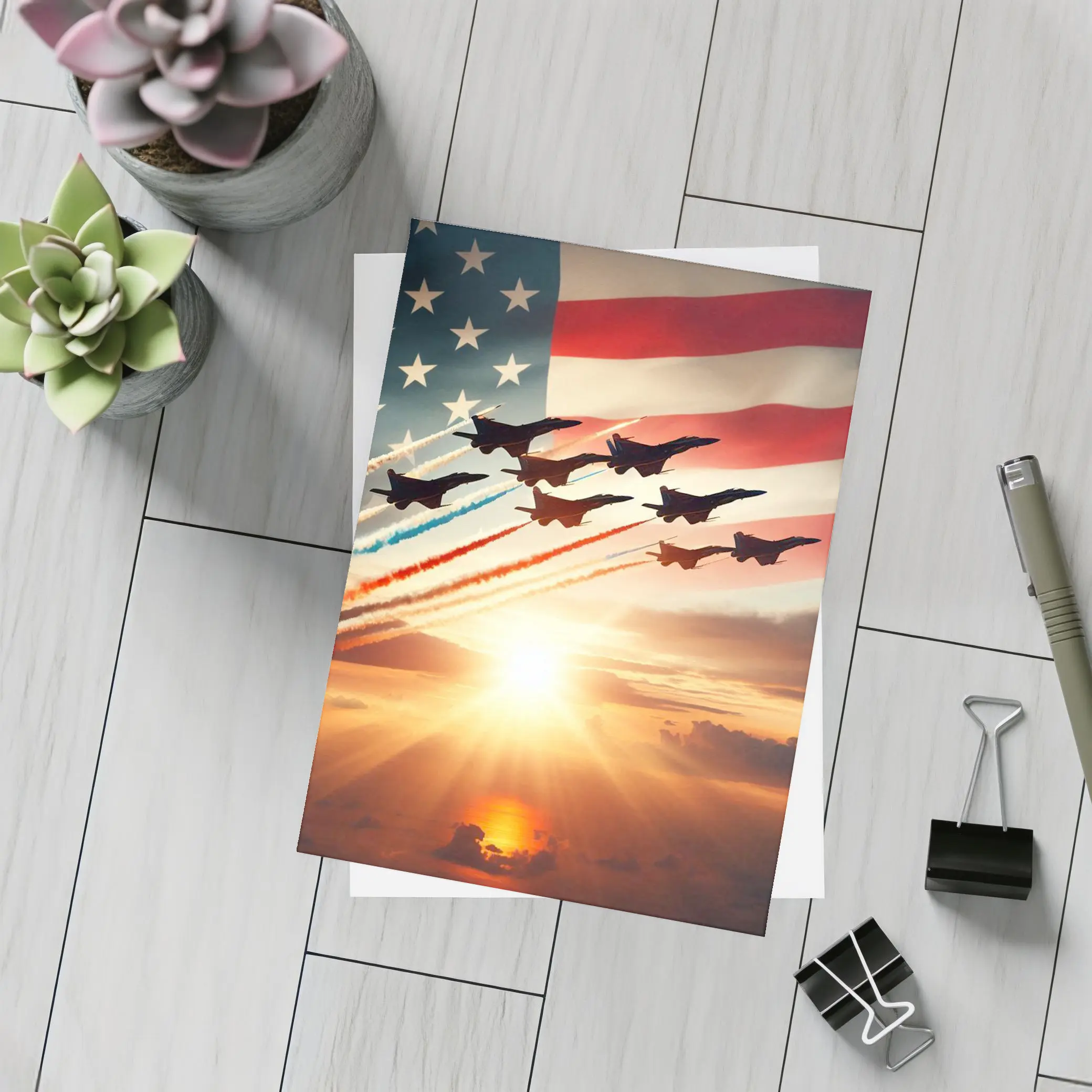 Fighter Jets American Flag Sunset Sky – Postcards