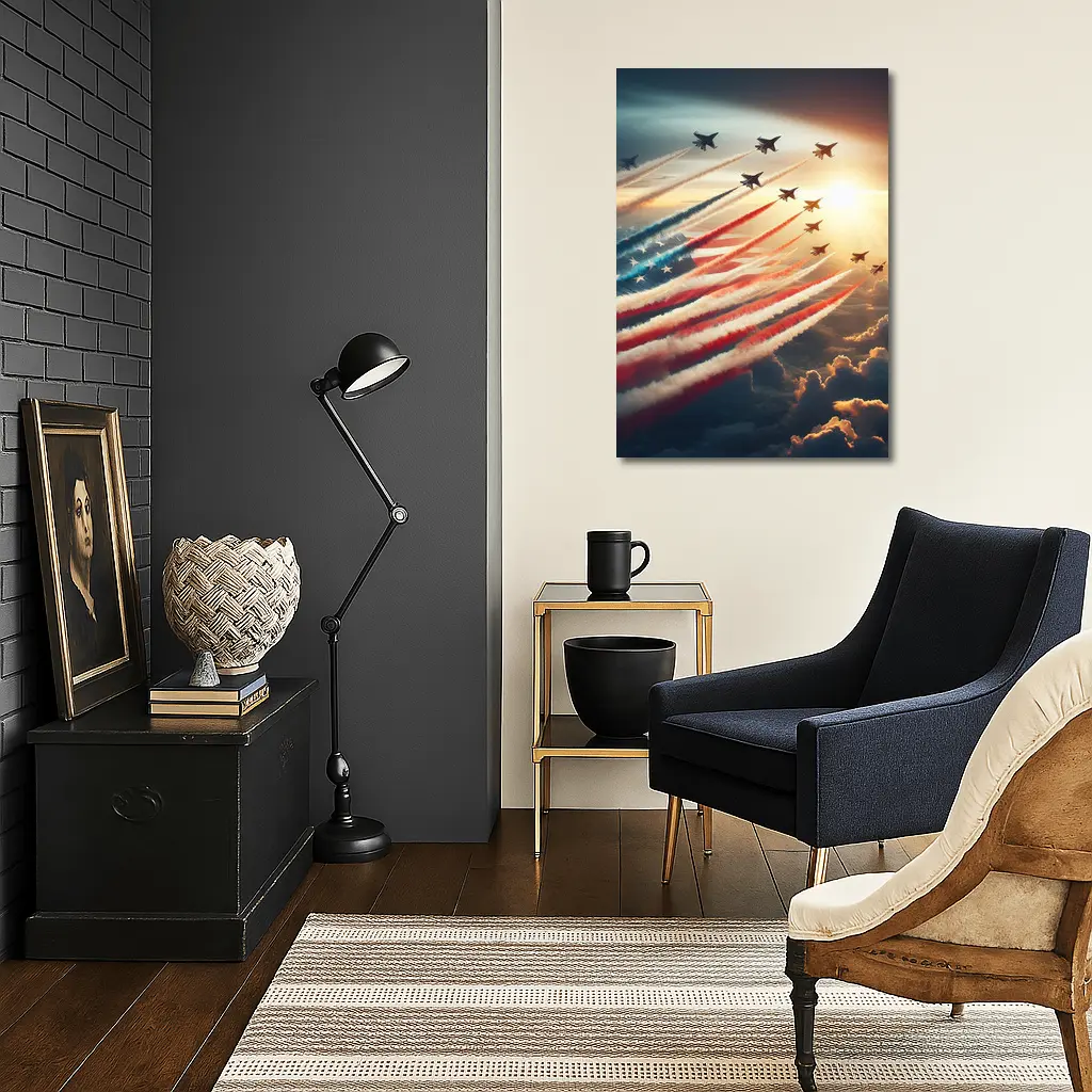Fighter Jets American Flag Smoke Trail Sky – Wall Art